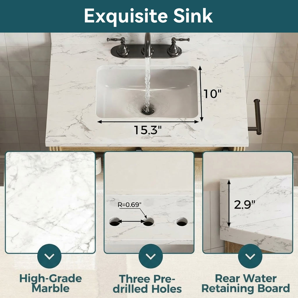 30 Inch Farmhouse Bathroom Vanity with Sink
