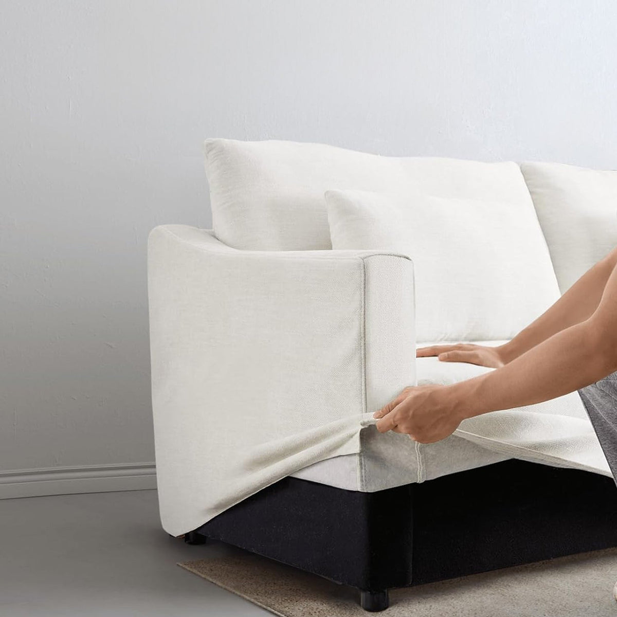 84 Inch Linen Loveseat Sofa with Washable Covers