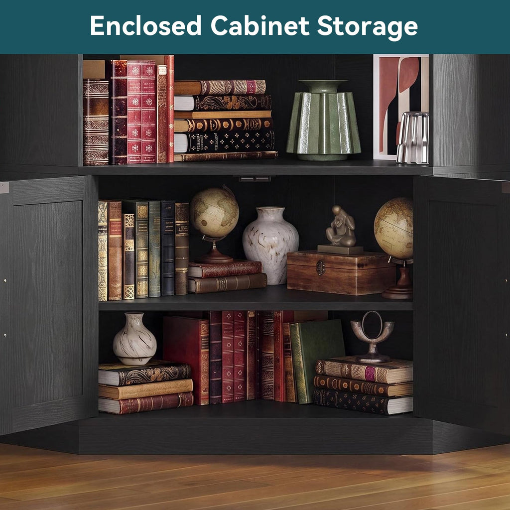 72.7-Inch Tall Corner Bookshelf with Door, 6-Tier