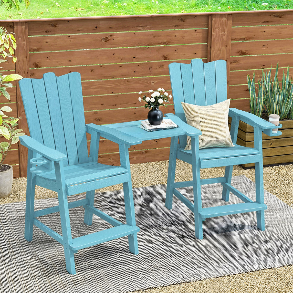 2-Piece Tall Adirondack Balcony Chair Set