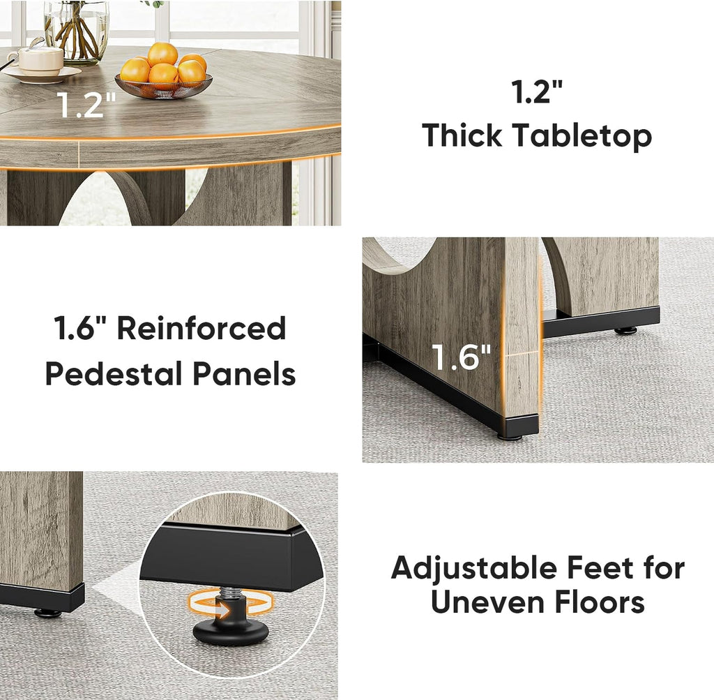 47-Inch Farmhouse Round Pedestal Dining Table