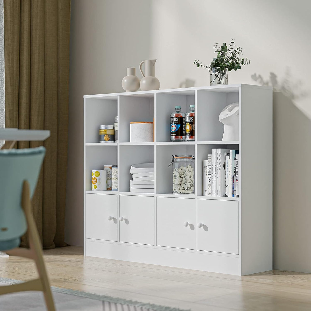 2-Tier Open Bookshelf with 12 Compartments