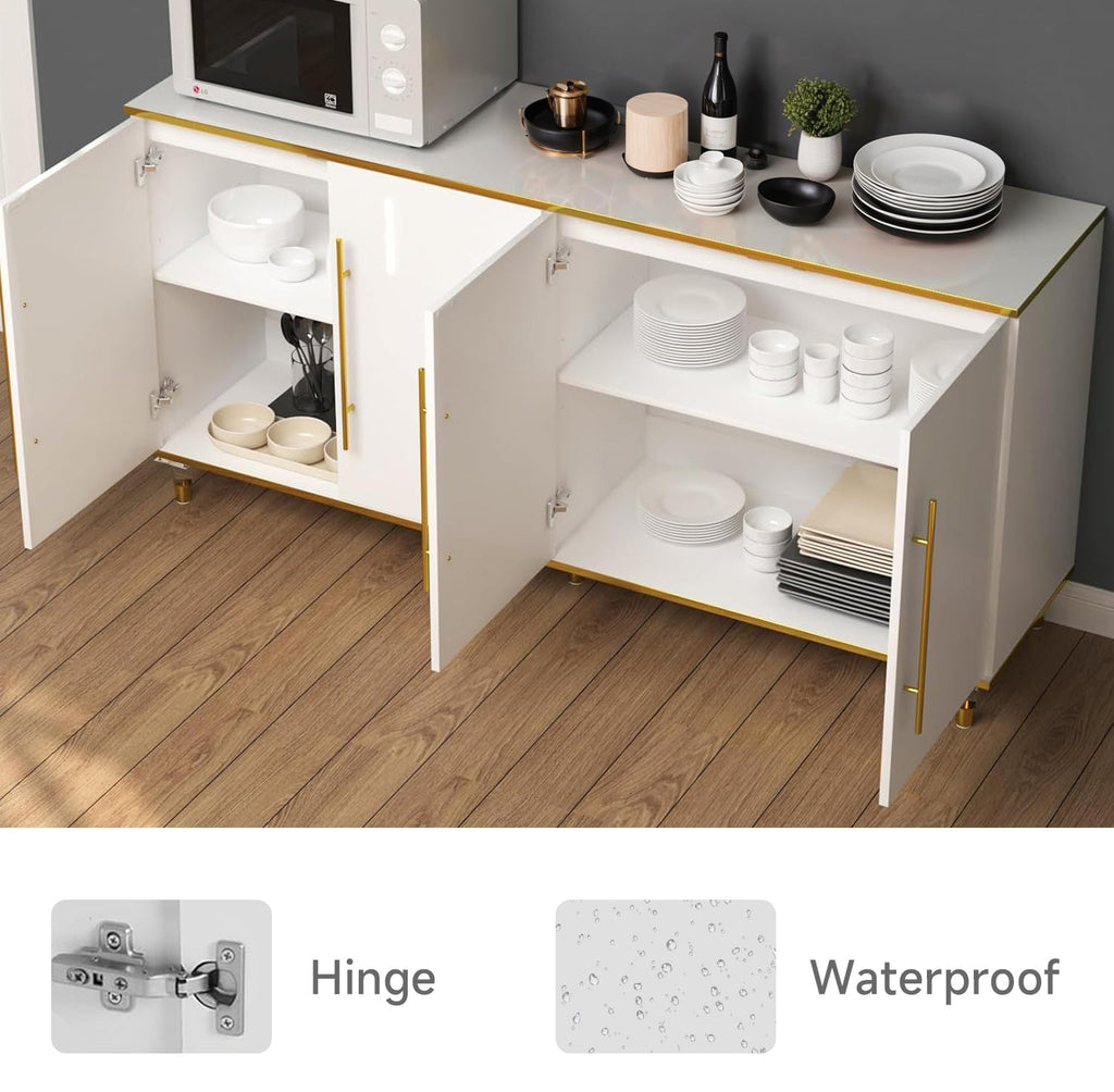 High Gloss Buffet Console Sideboard with Adjustable Shelf