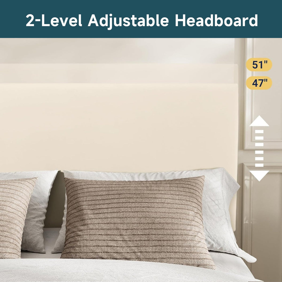 Velvet Platform Bed Frame with Adjustable Headboard