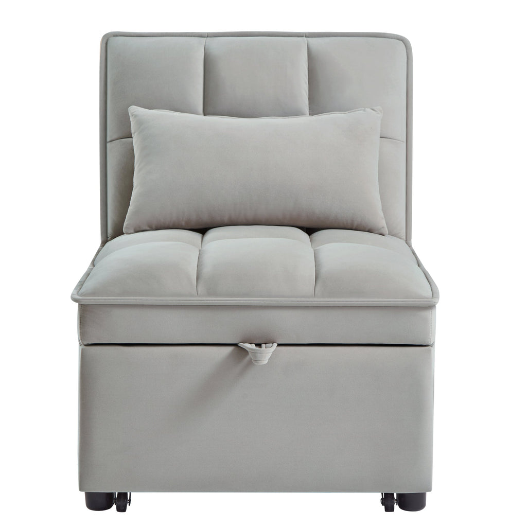 4-in-1 Single Sofa Bed with Storage Pockets, Gray