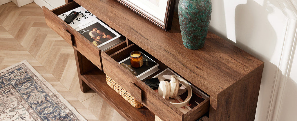47 Inch Narrow Console Table with Drawers