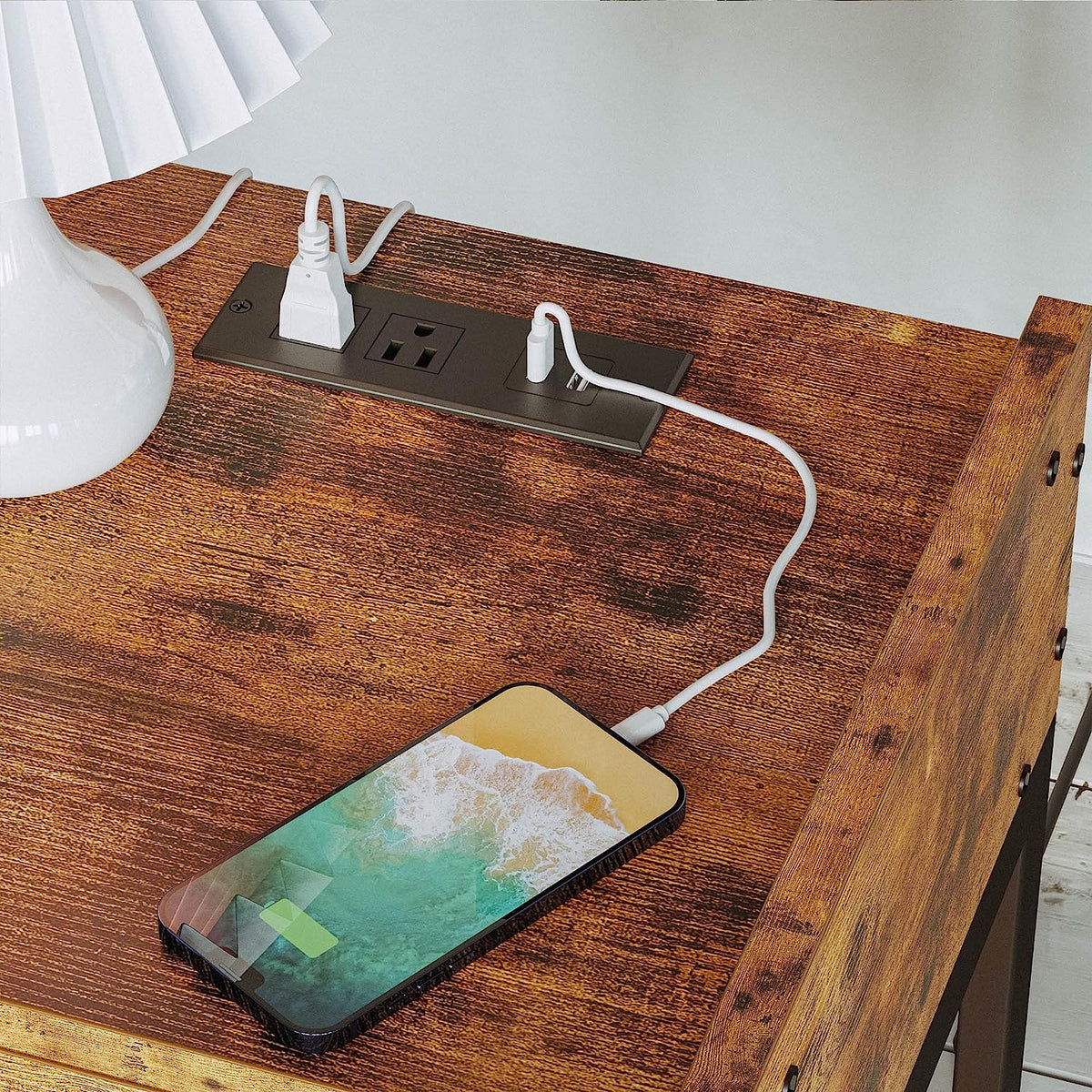 Nightstand with Charging Station and Storage Drawer