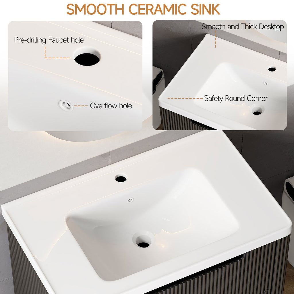 32-Inch Floating Bathroom Vanity with Sink