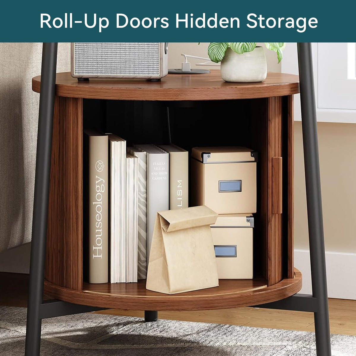Round 2-Tier Side Table with Charging Station
