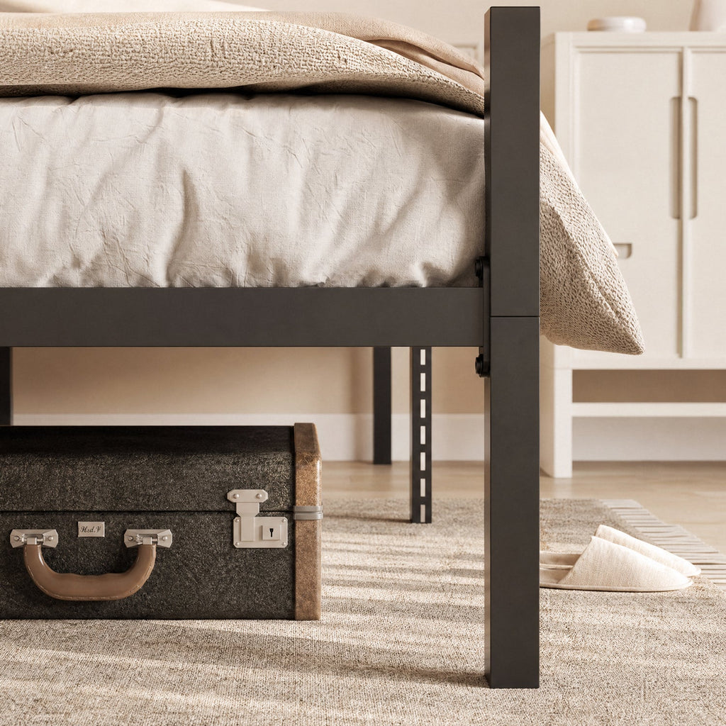 Canopy Bed Frame with Heavy-Duty Metal Slats