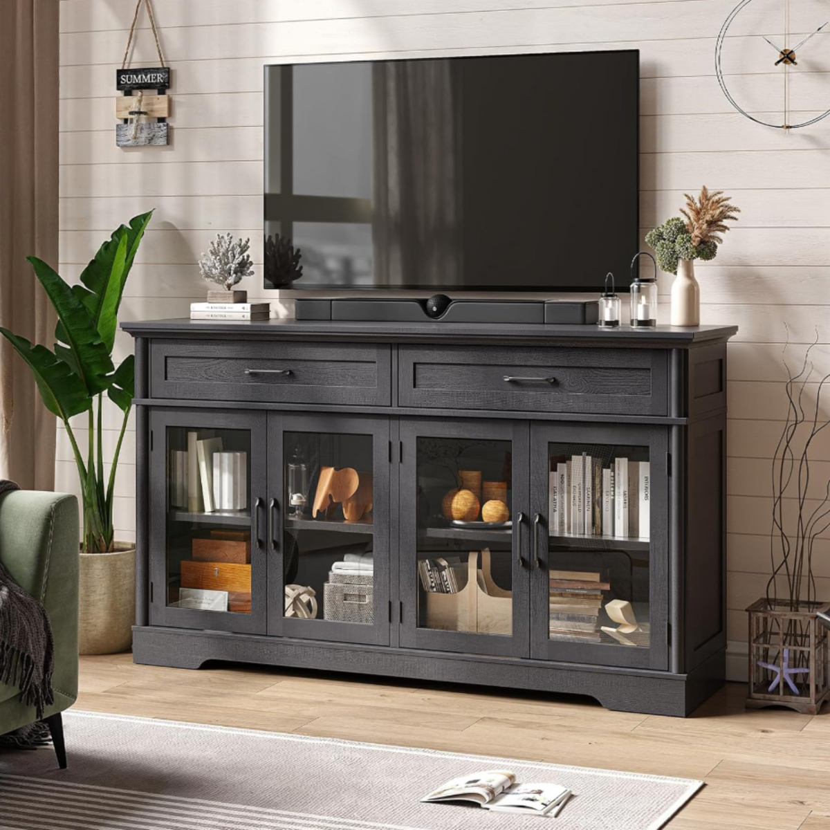 60 Inch Sideboard Buffet with 4 Doors and 2 Drawers