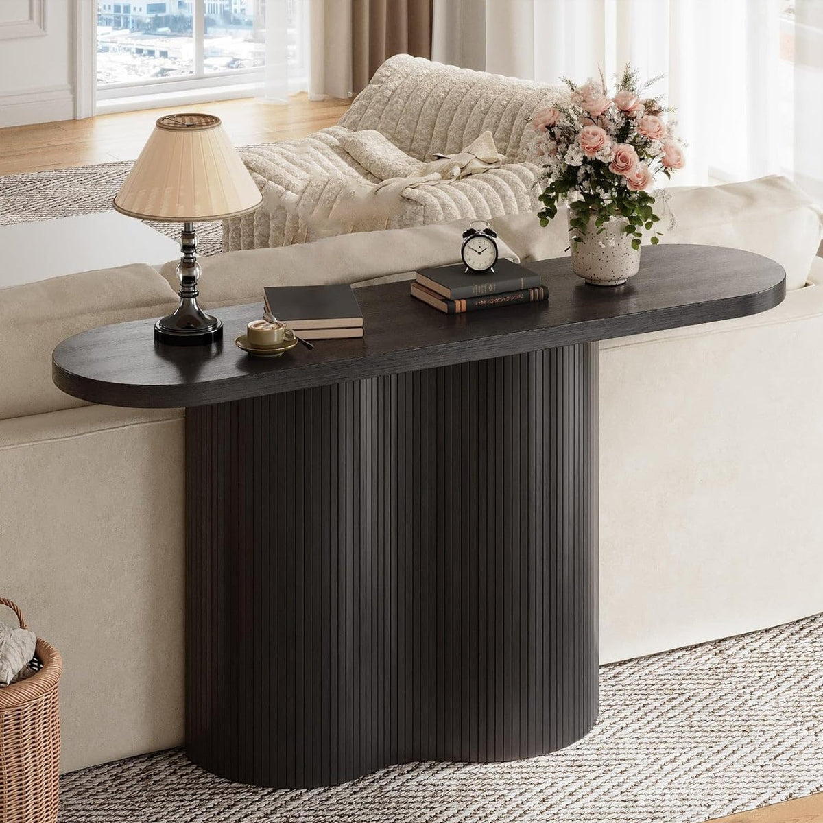 57 Inch Tambour Entryway Console Table
