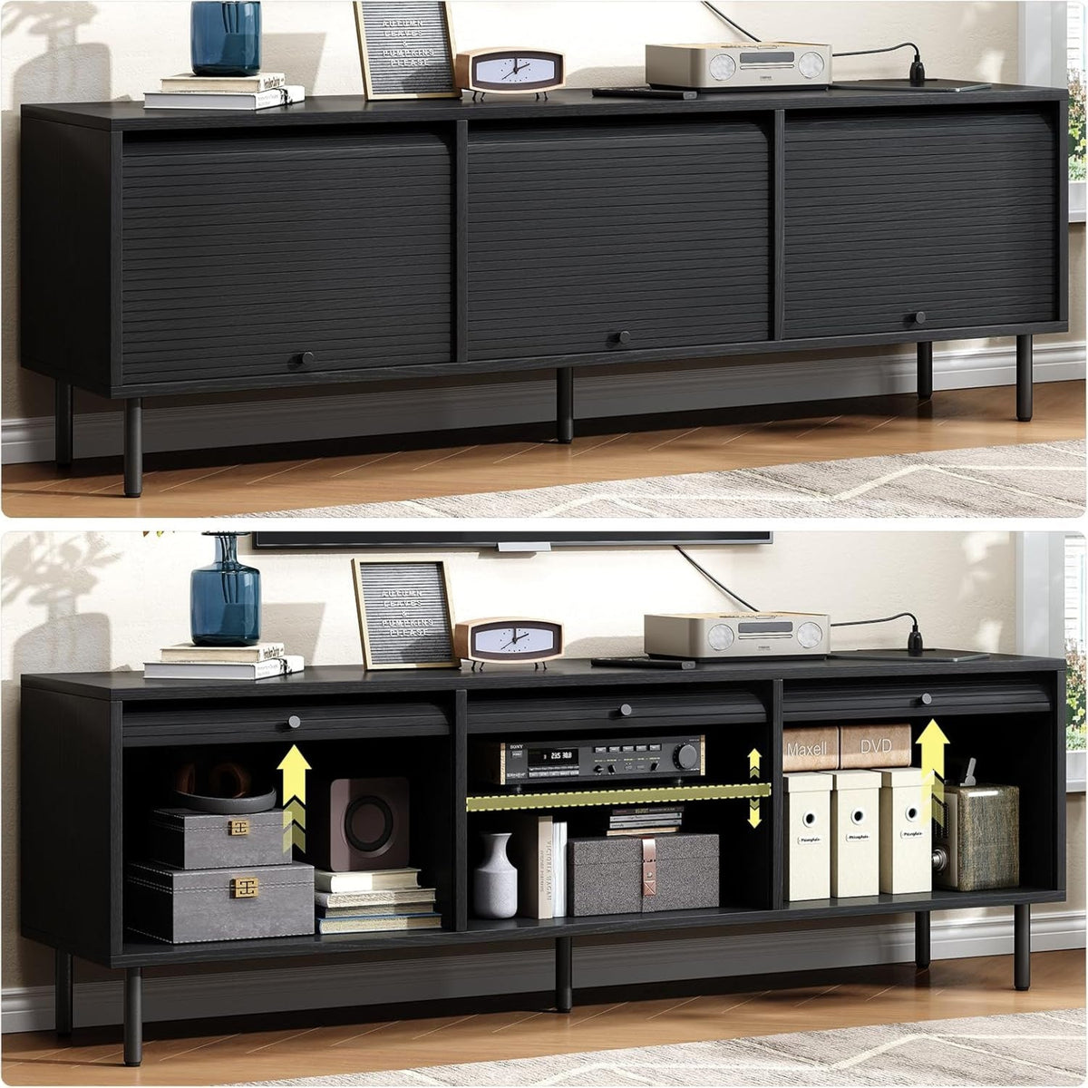 59-Inch TV Stand for 65-Inch TVs with Sliding Doors