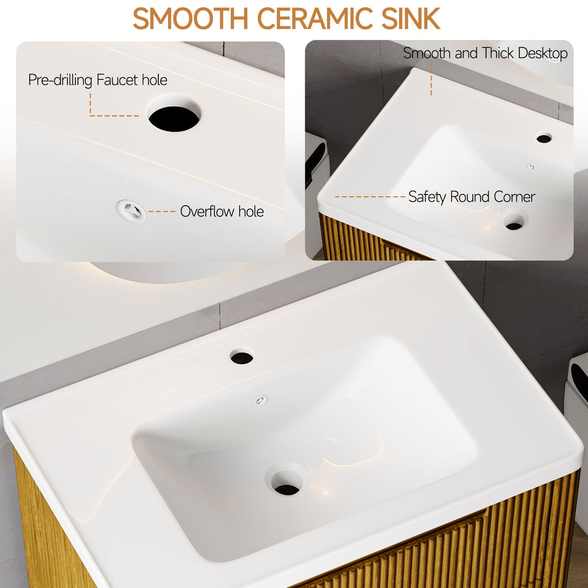 32-Inch Floating Bathroom Vanity with Sink