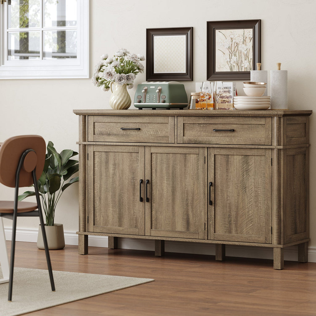 Wood Buffet Sideboard with 2 Drawers and 3 Doors