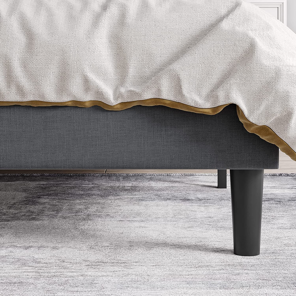 Beige or Grey Bed Frame with Geometric Headboard