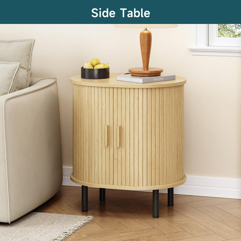 Side Table Nightstand with Charging Station