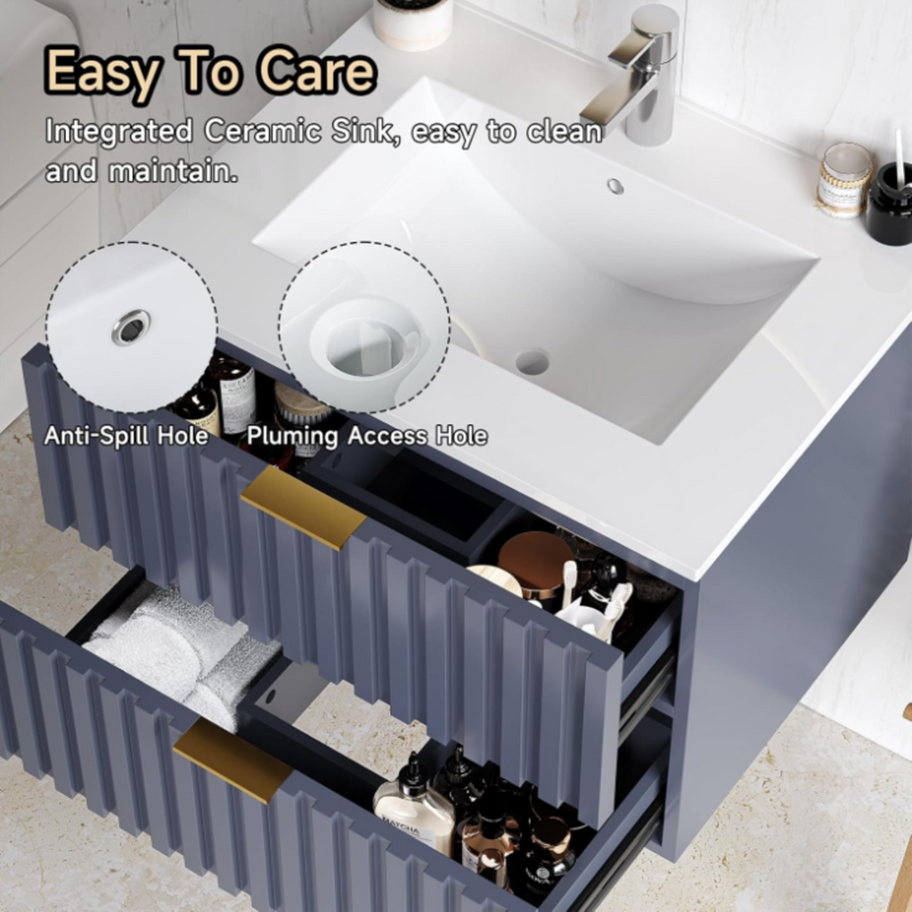 24 Inch Wall-Mounted Floating Bathroom Vanity