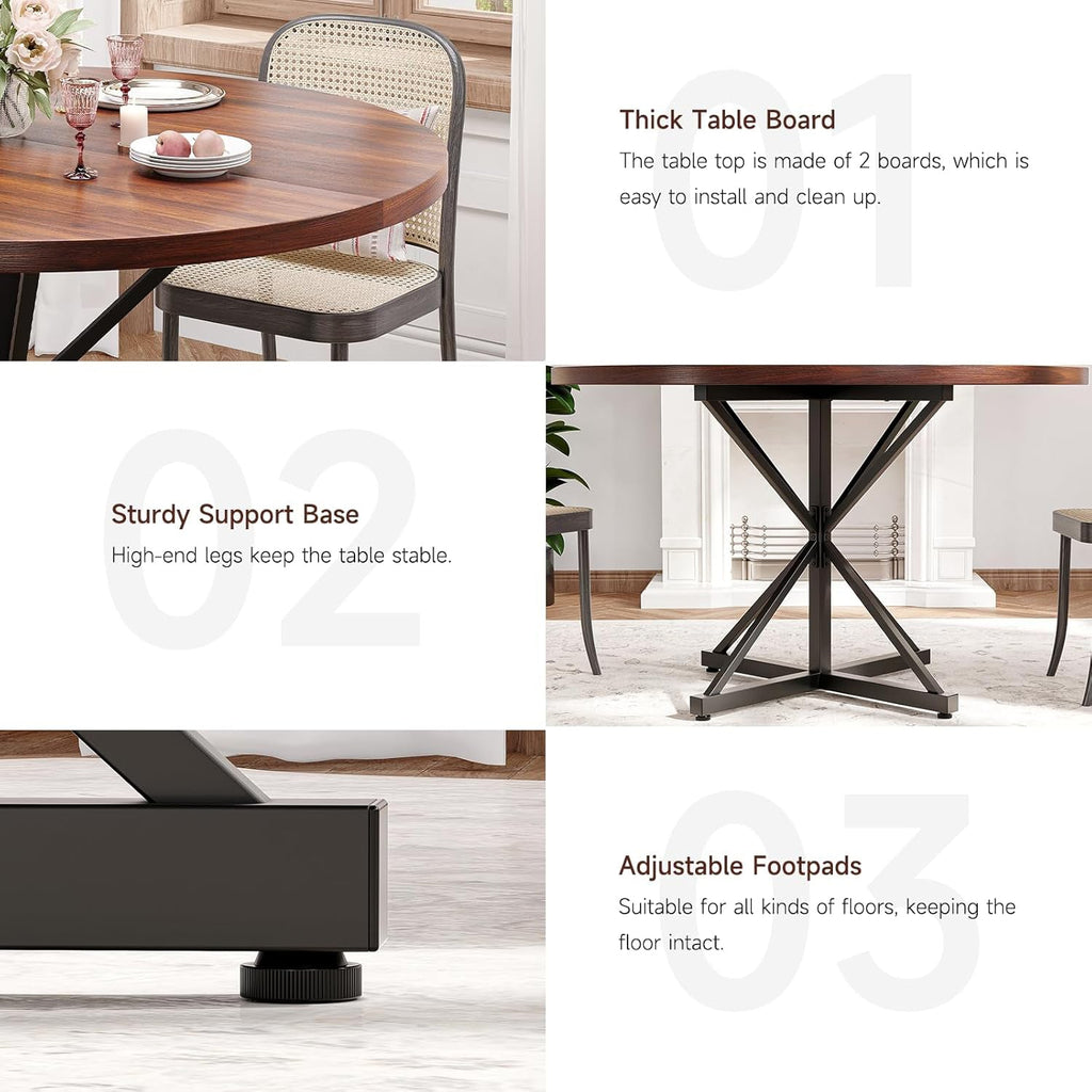 47 Inch Round Dining Table with Pedestal Base