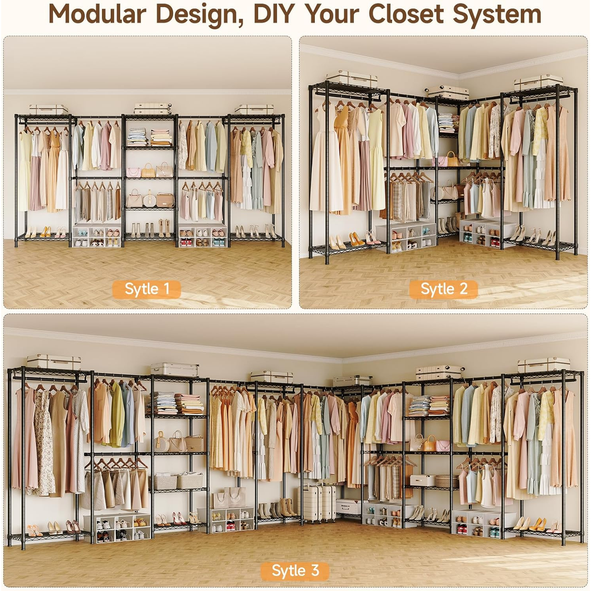 Heavy Duty Freestanding Clothes Rack with 9 Shelves