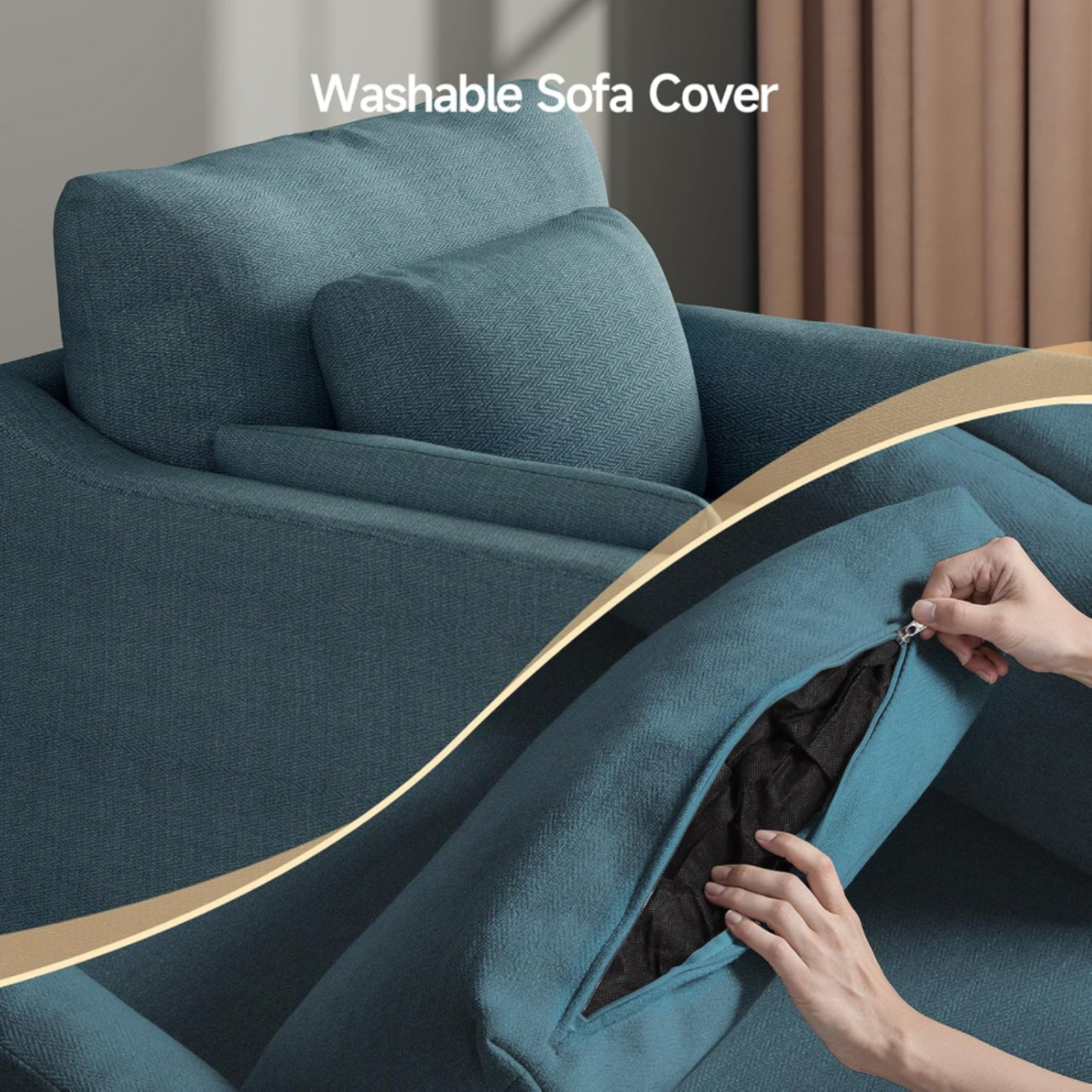 33 Inch Wide Coastal Armchair with Washable Slipcover