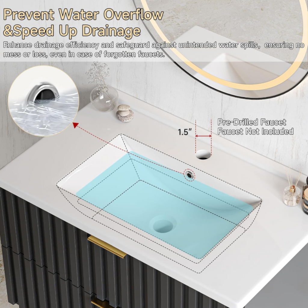 30 Inch Wall-Mounted Floating Bathroom Vanity