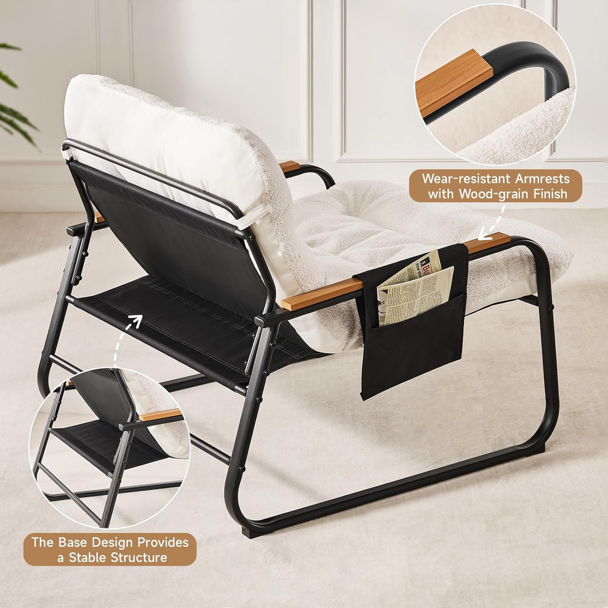 Oversized Accent Chair with Ottoman and Side Pocket