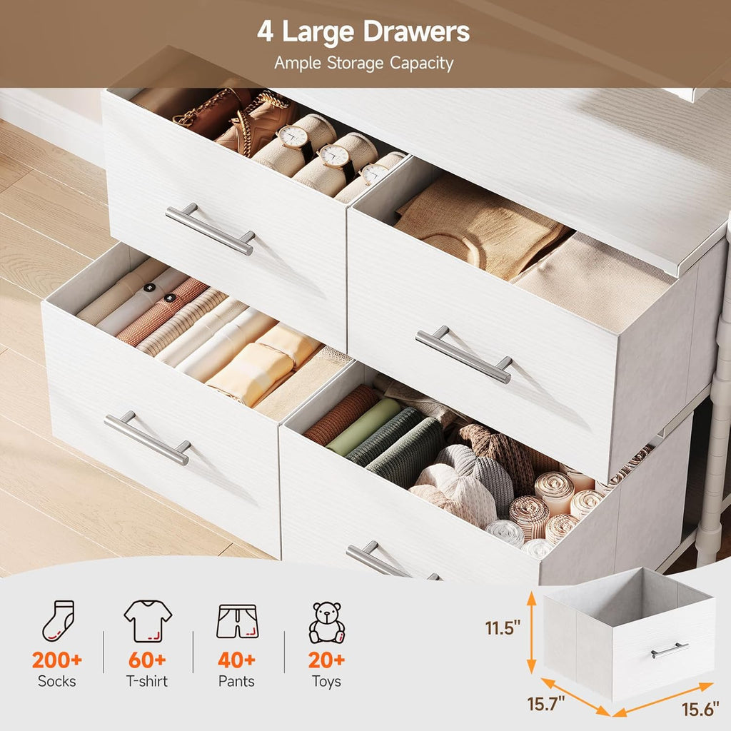 Closet System with LED Light and 4 Drawers