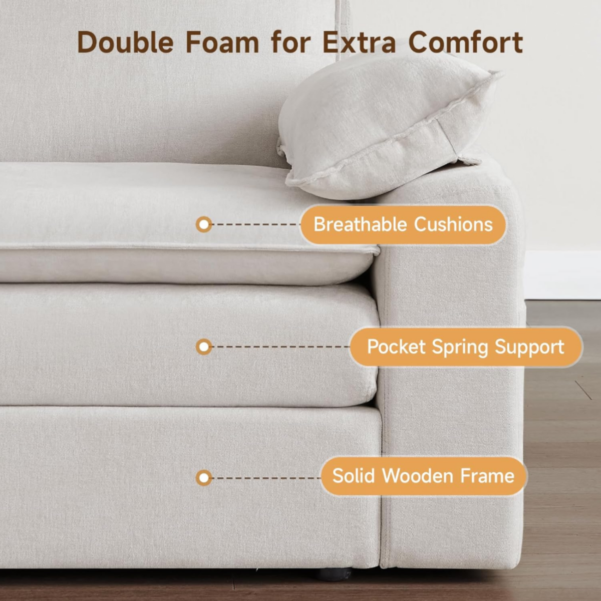 119 Inch Modular L-Shaped Chenille Sectional Sofa