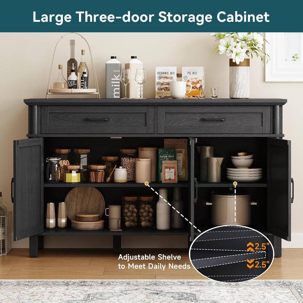 Wood Buffet Sideboard with 2 Drawers and 3 Doors