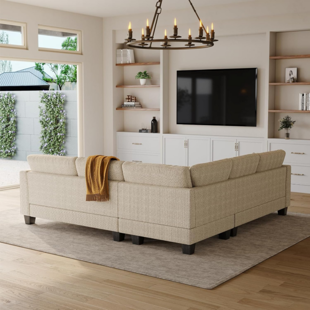 L-Shaped Chenille Sectional Sofa for Living Room