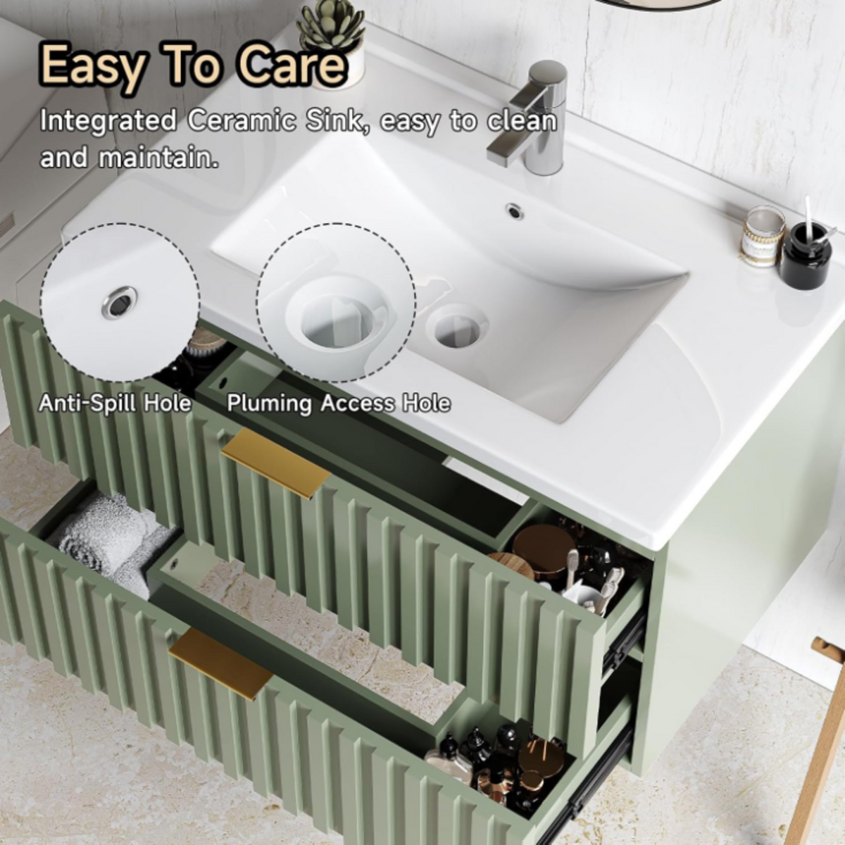 30 Inch Wall-Mounted Floating Bathroom Vanity