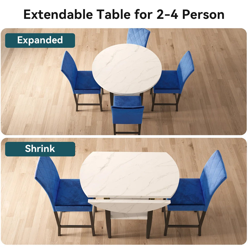 5-Piece Counter Height Dining Set with Marble Table