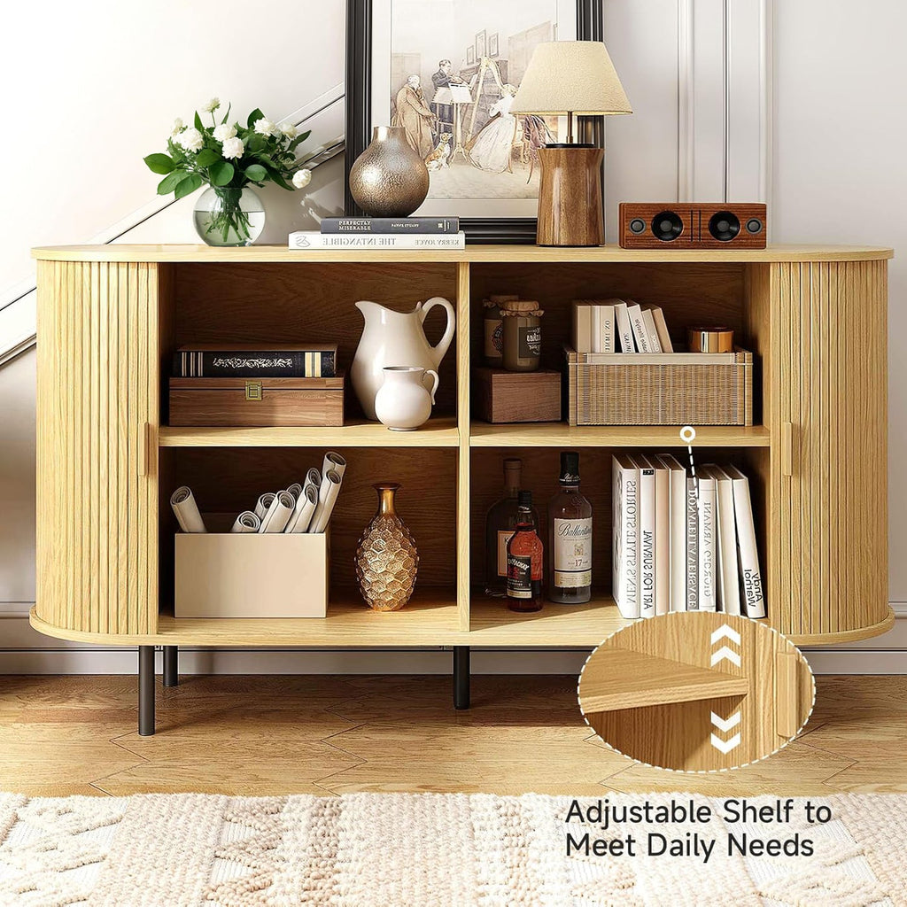 55 Inch Sideboard Buffet with Tambour Door