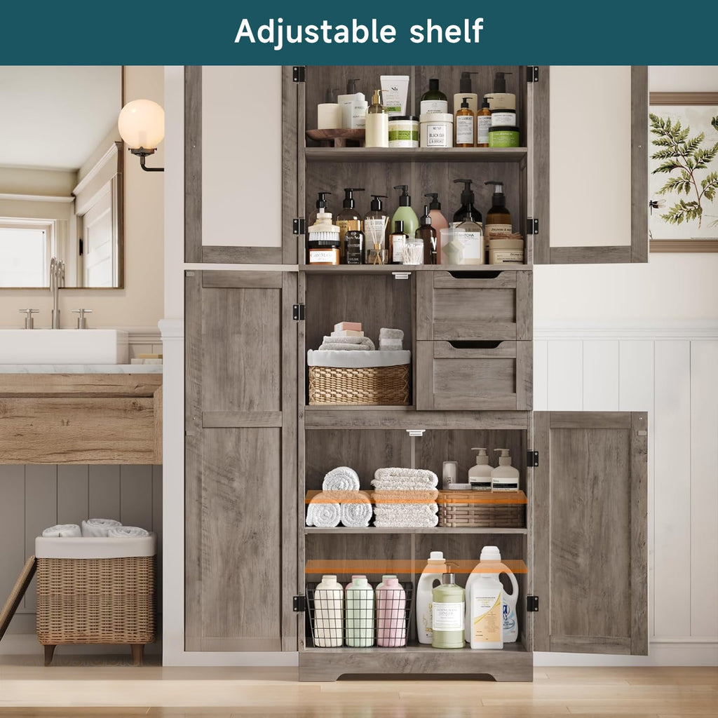 67 in Tall Bathroom Storage Cabinet with Drawers