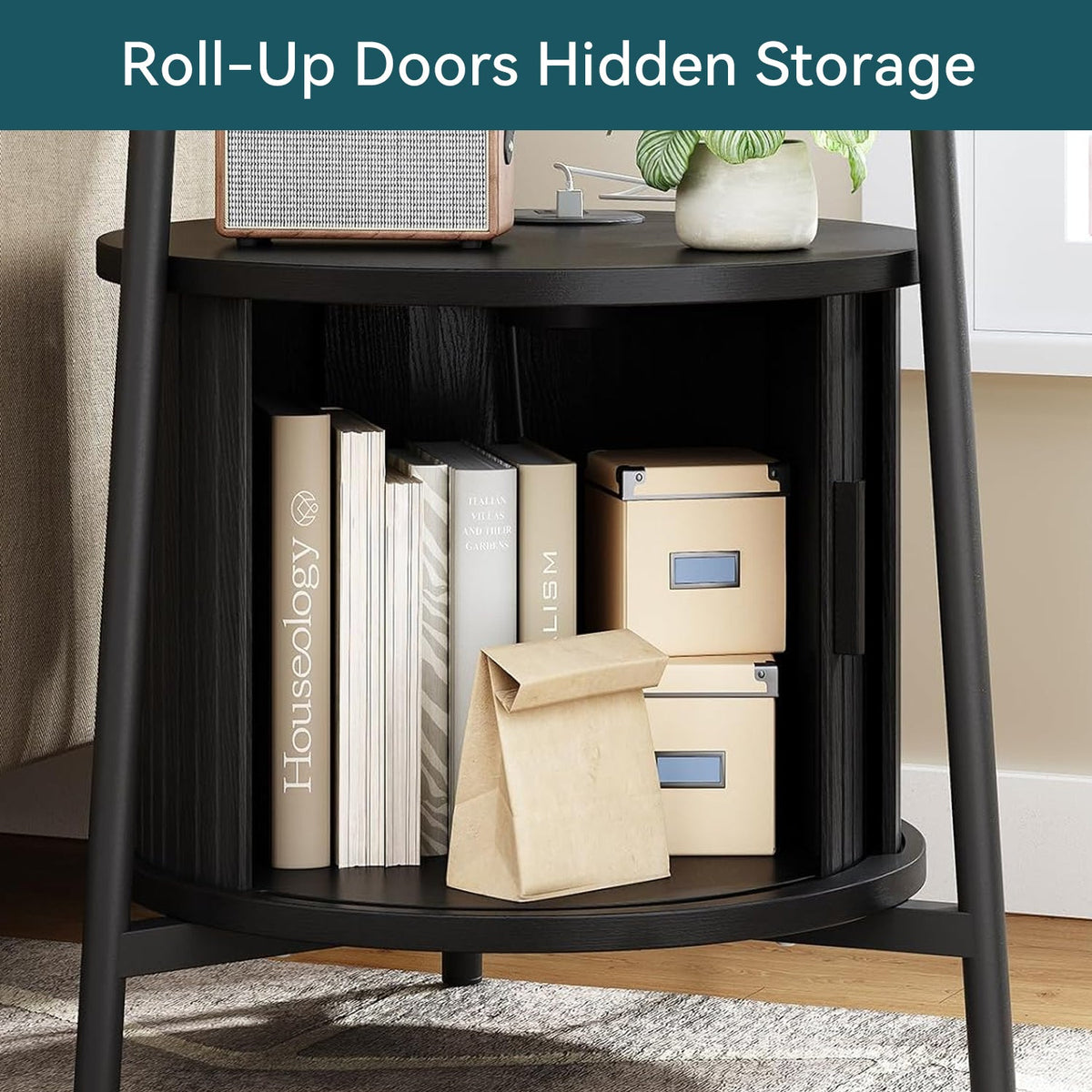 Round 2-Tier Side Table with Charging Station