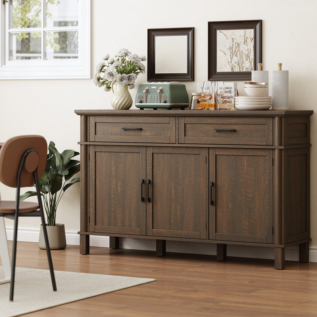 Wood Buffet Sideboard with 2 Drawers and 3 Doors