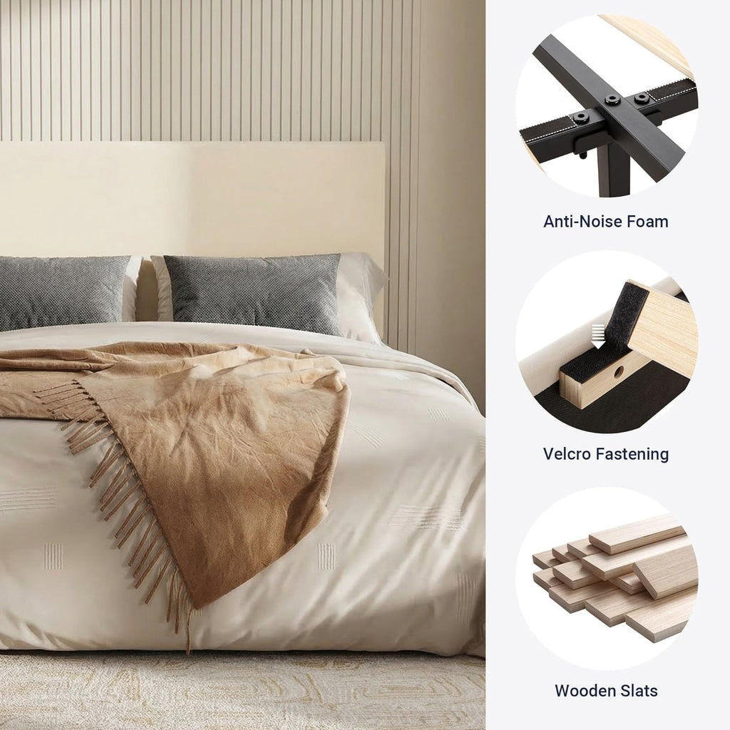 Velvet Platform Bed Frame with Adjustable Headboard