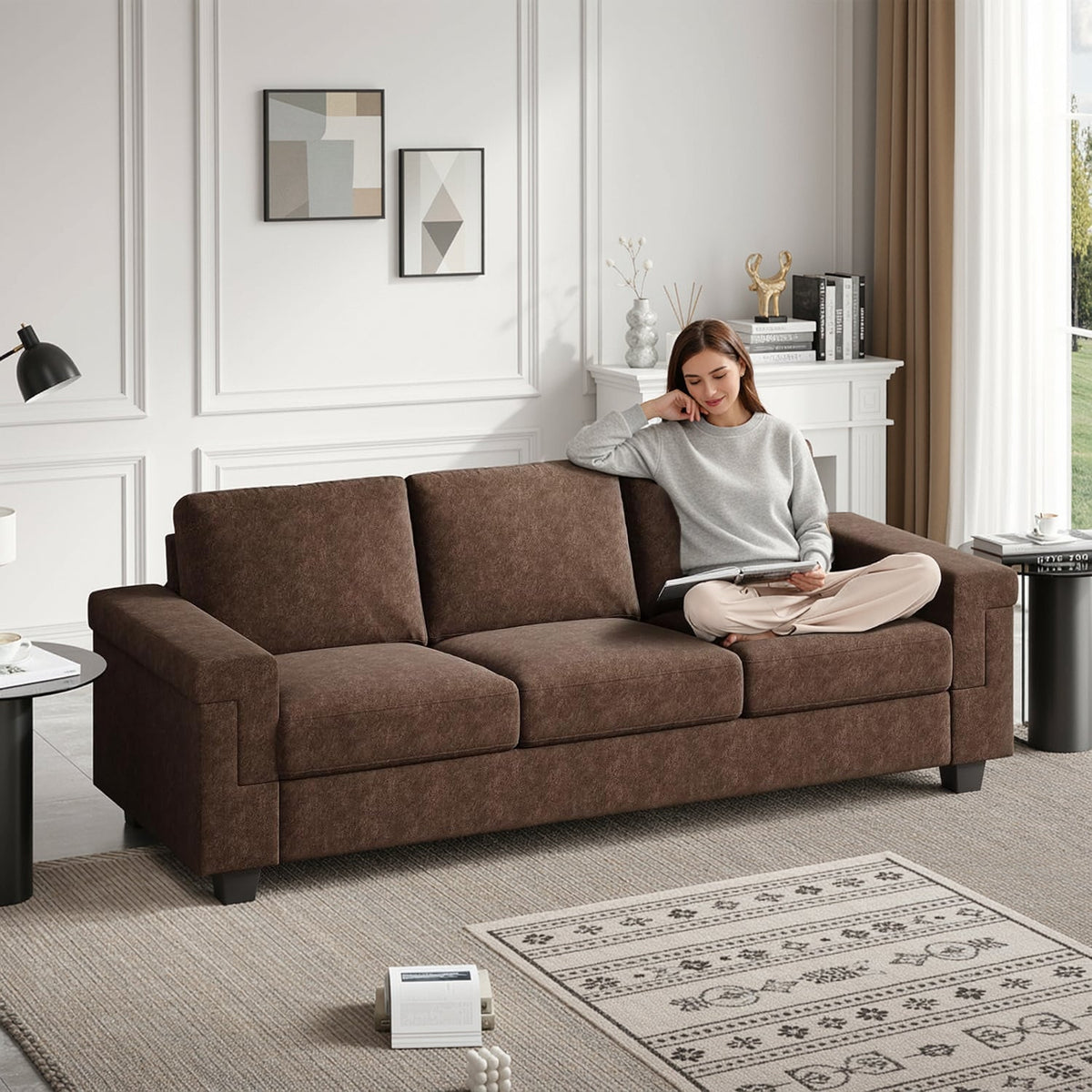 90 in 3-Seater Sofa with Deep Seats