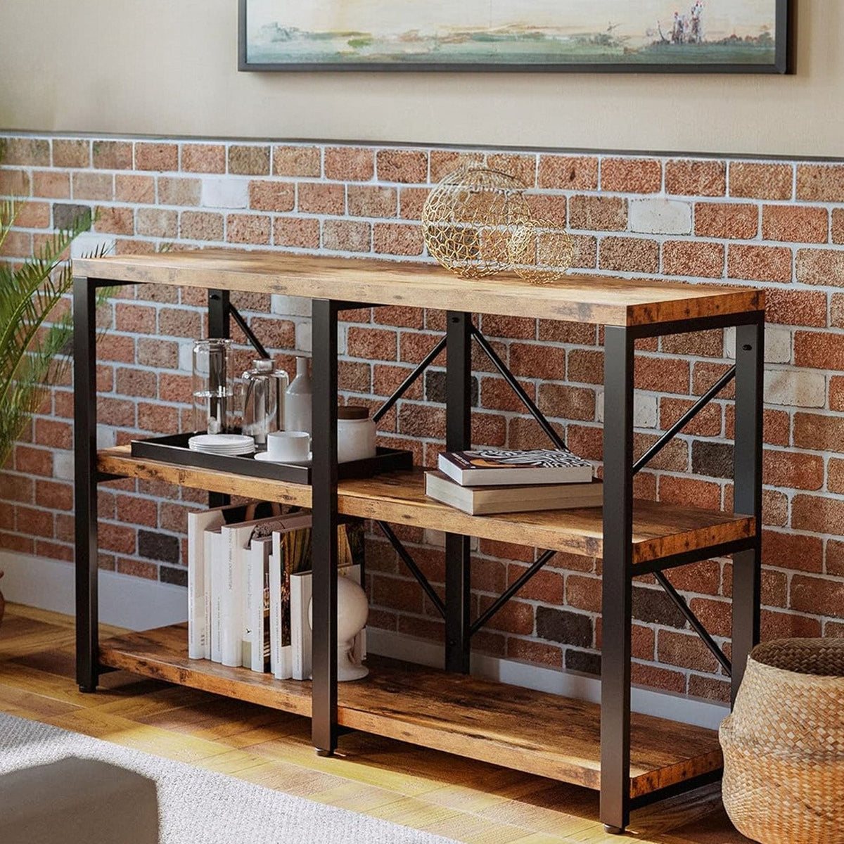 47" Entryway Console Table with 3-Tier Storage Racks