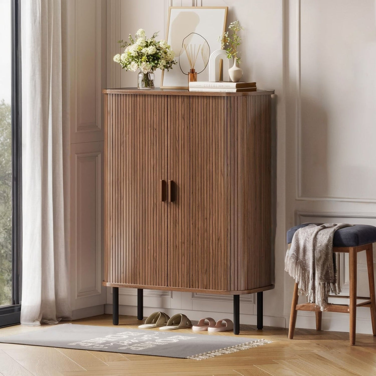 6-Tier Shoe Storage Cabinet with Sliding Door