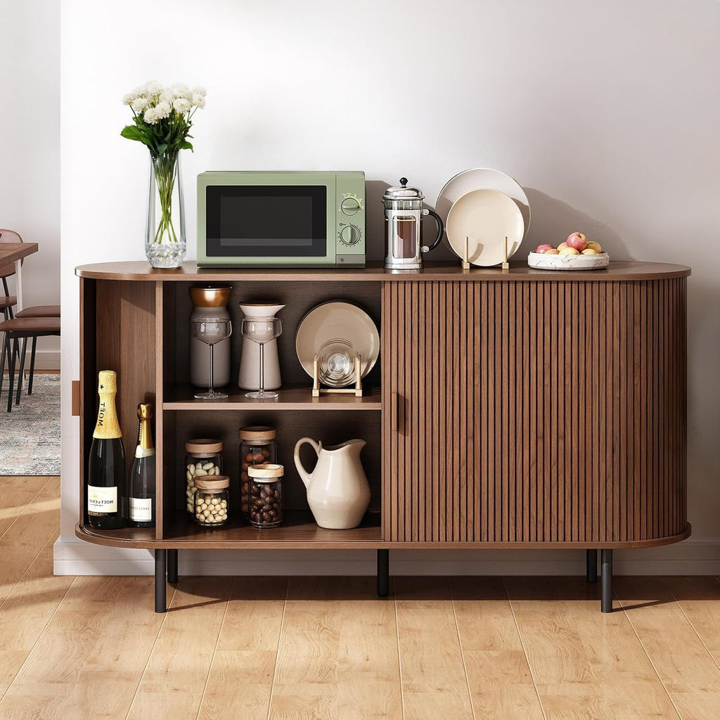 55 Inch Sideboard Buffet with Tambour Door
