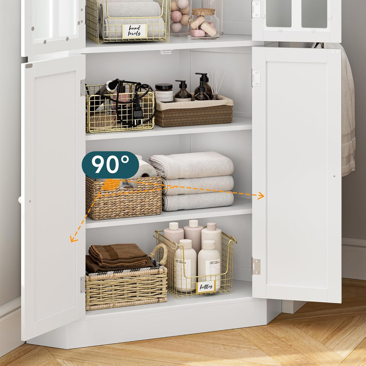 67 in Farmhouse Corner Kitchen Cabinet