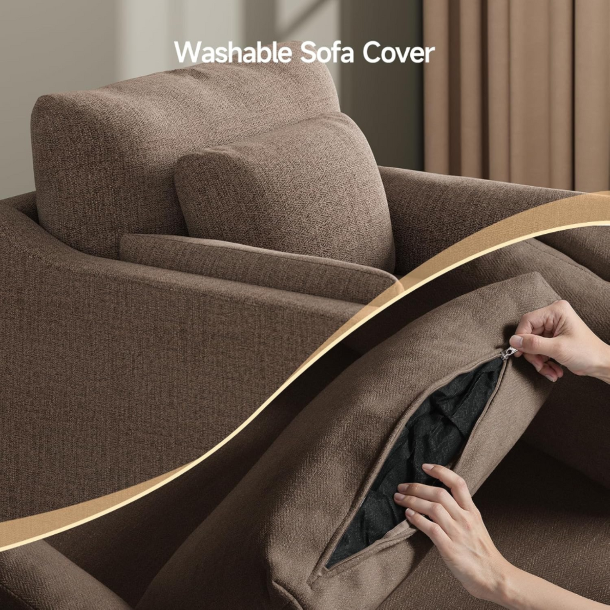 33 Inch Wide Coastal Armchair with Washable Slipcover