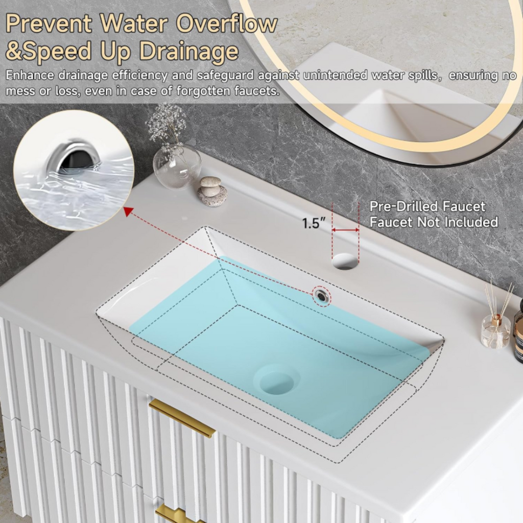 30 Inch Wall-Mounted Floating Bathroom Vanity