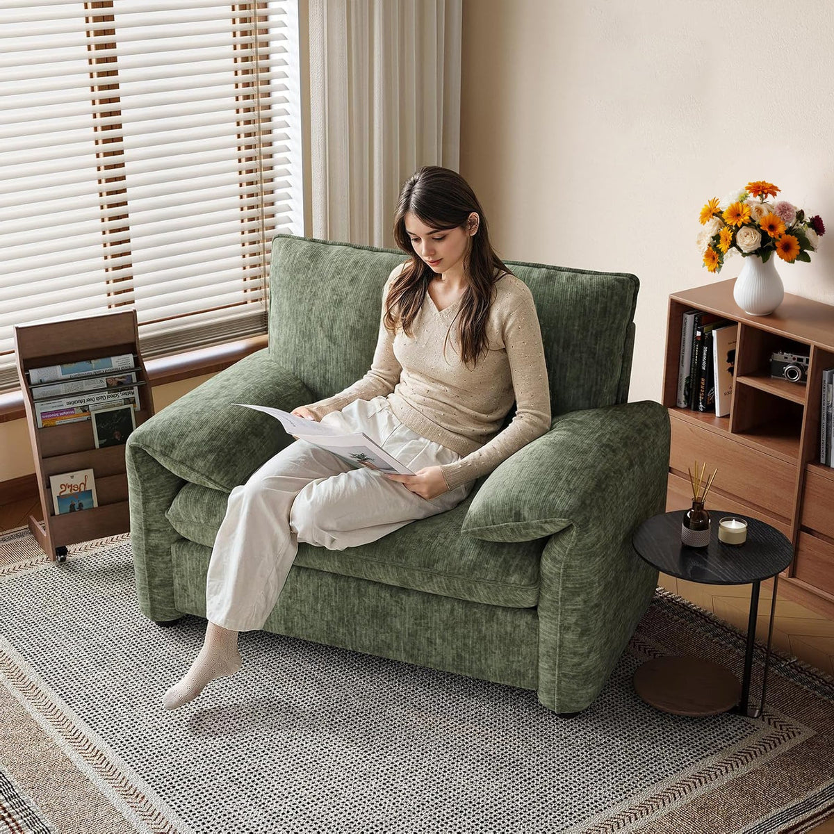 42.1 Inch Oversized Chenille Accent Reading Chair