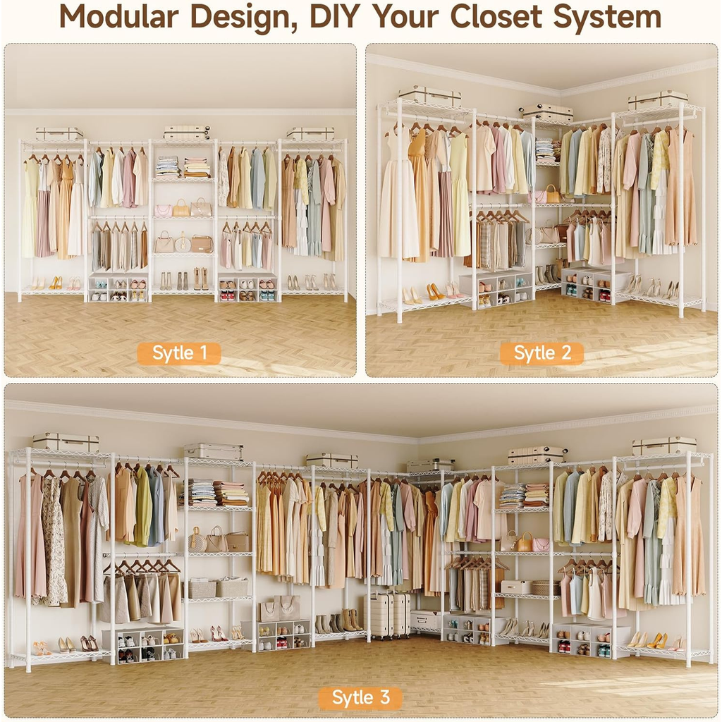 Heavy Duty Freestanding Clothes Rack with 9 Shelves