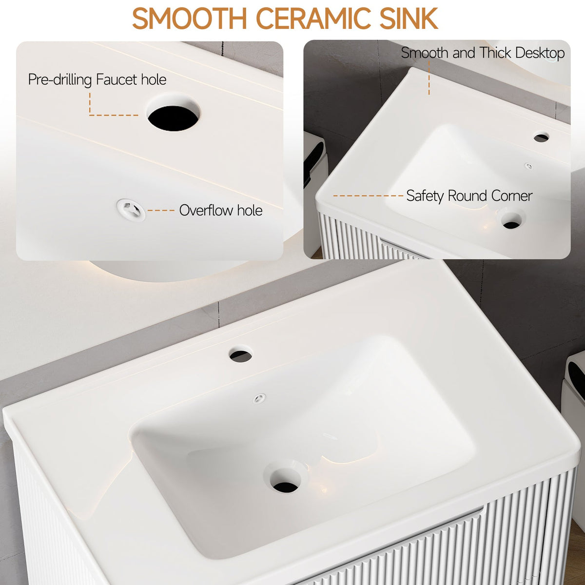 32-Inch Floating Bathroom Vanity with Sink