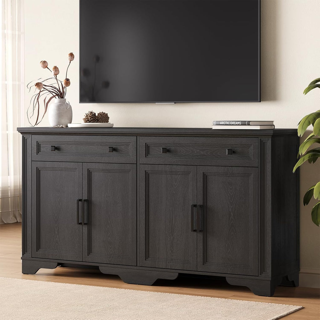63 Inch Kitchen Sideboard Buffet with Drawers and Doors