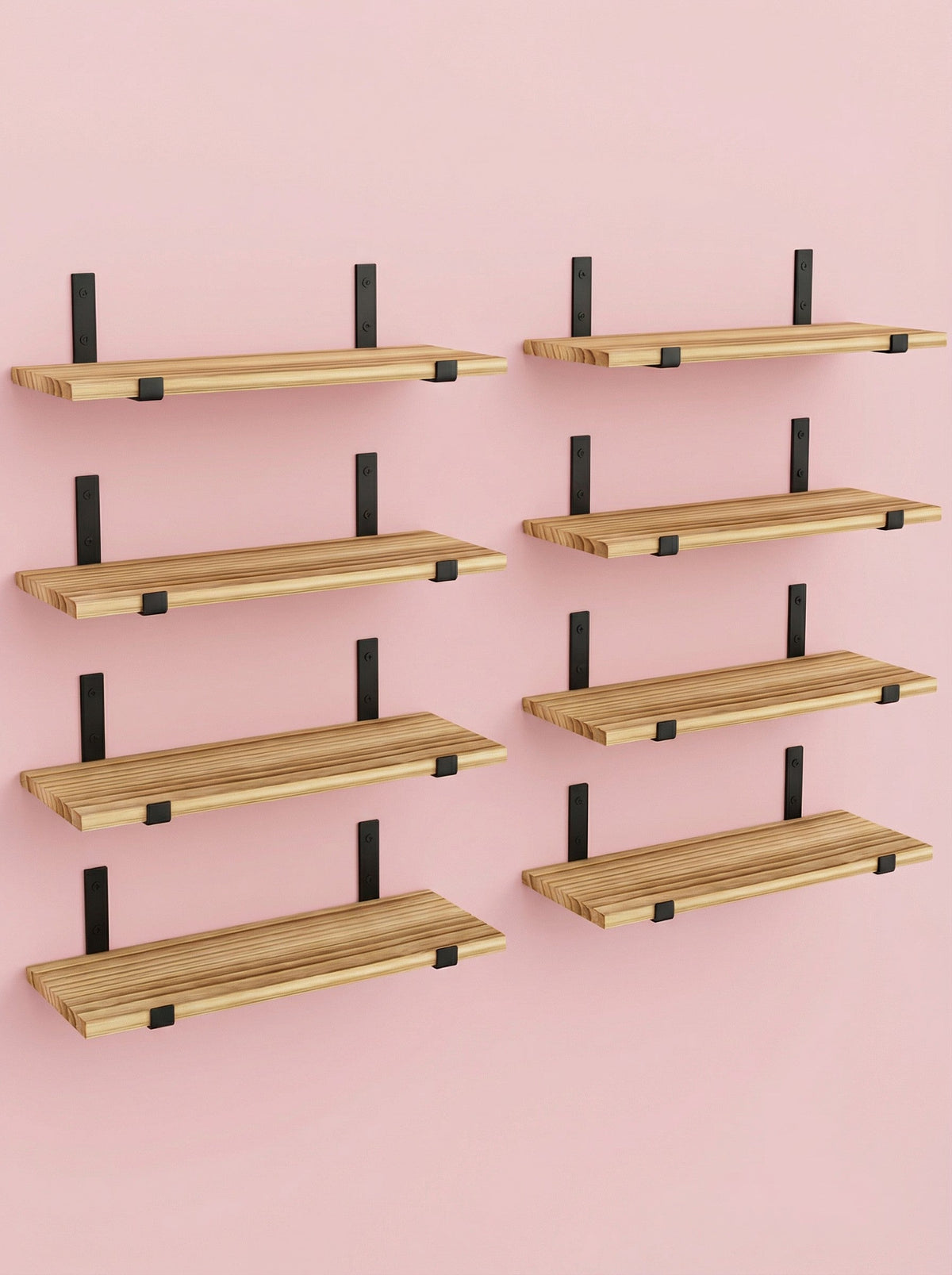 Rustic Floating Wood Wall Shelves, 5 or 8 Pack